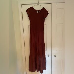 Amazon Smocked Maxi Dress in Rust Brown Size M